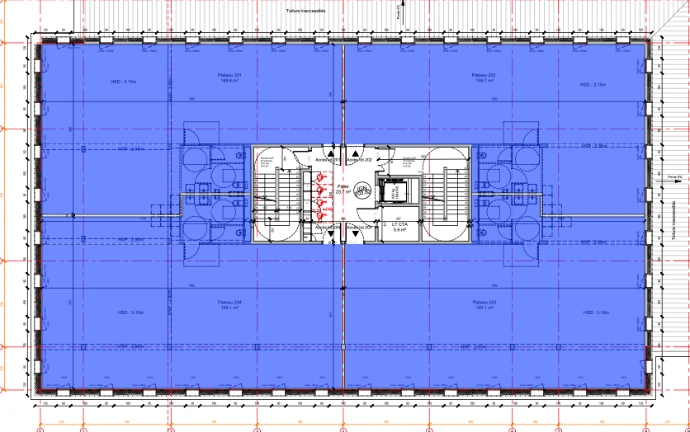 Plan du R+2 — Plateaux 201, 202, 203 et 204
