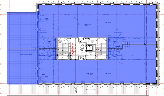 Plan du R+3 — Plateaux 301-302 et 303-304
