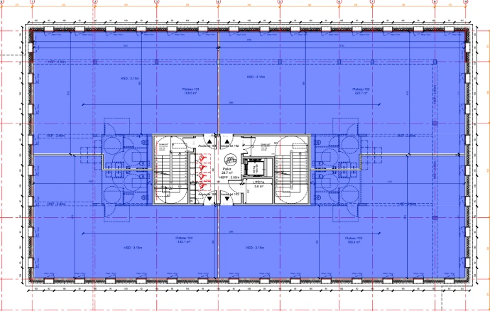 Plan du R+1 — Plateaux 101, 102, 103 et 104